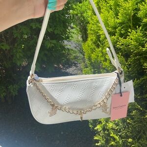 Juicy Couture White Shoulder Bag with Gold Chain and Charms